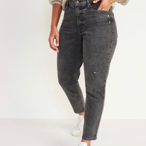 Old Navy Curvy High Waisted OG Straight Ripped Gray Jeans